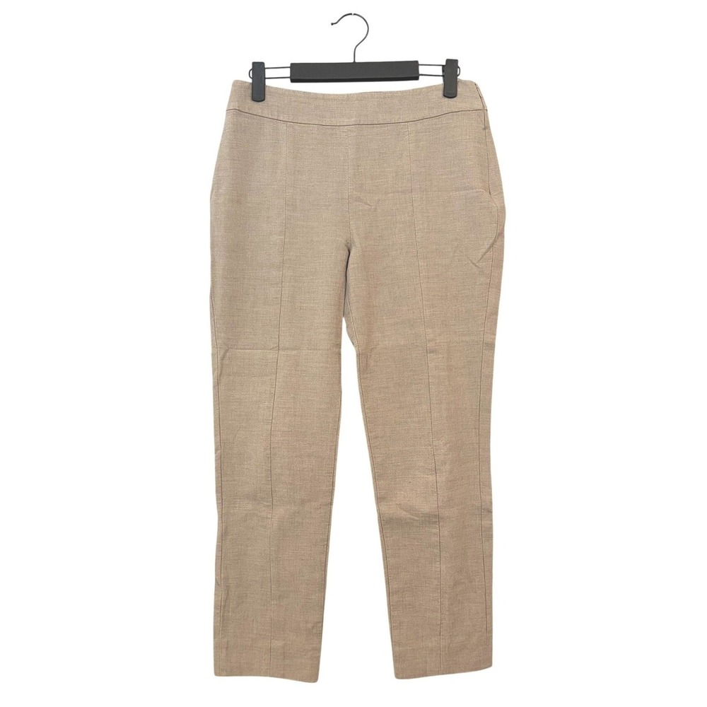 St. John Emma Beige‎ Linen Blend Straight Leg Seamed Dress Pants SIZE 4